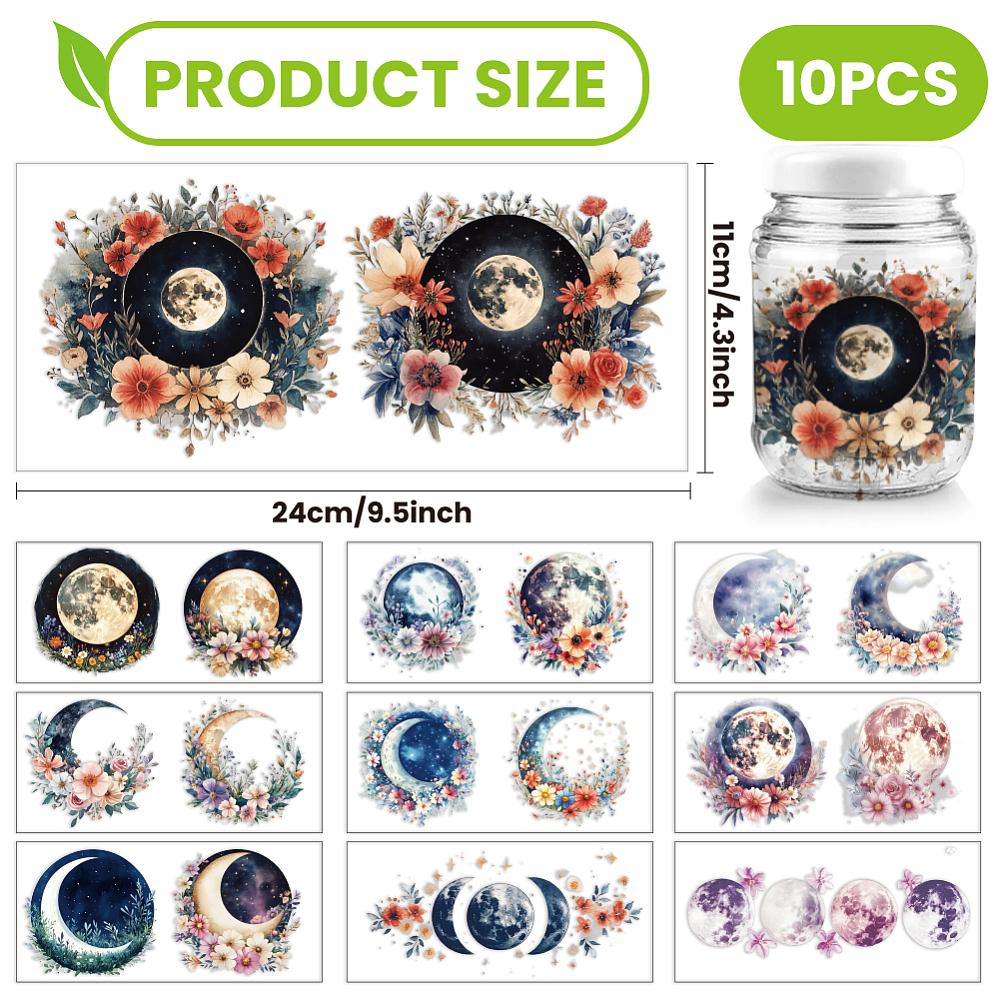 PVC DIY Heat Transfer Paper for UV Sublimation Cup Moon 110x240mm 10 style 1pc/style 10pcs/set