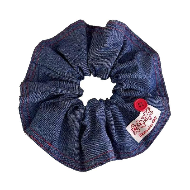 Korean Retro Polka Dot Plaid Button Headband & Versatile Large Intestine Hair Tie Set