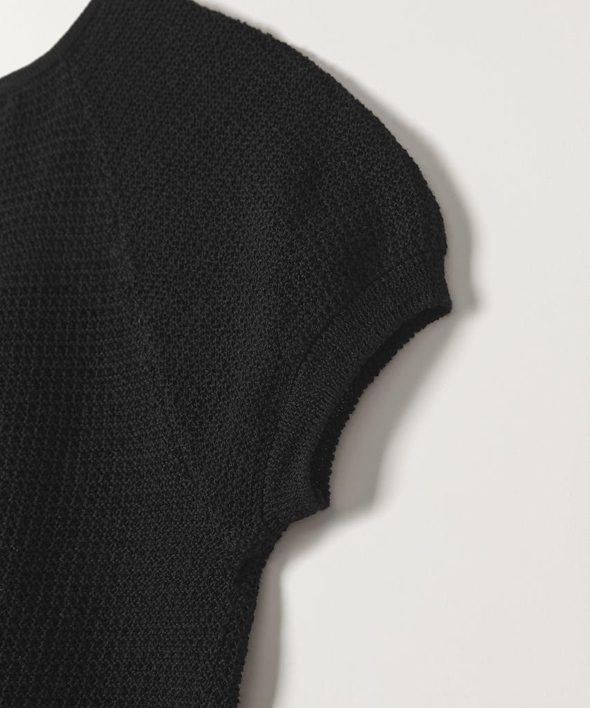 Tudument Puff Sleeve Round Neck Knit Top Black