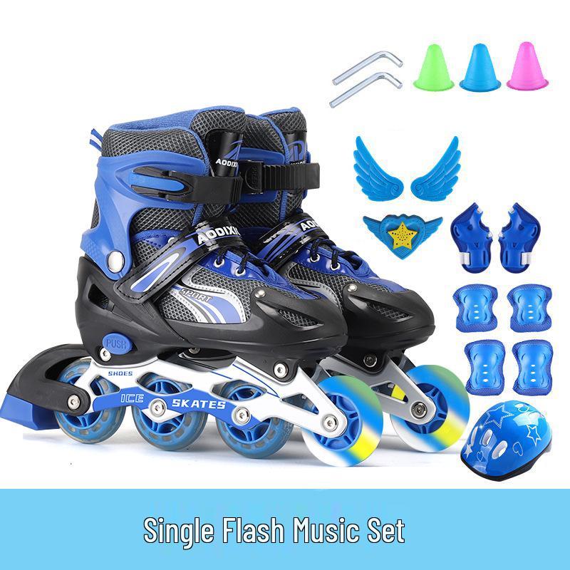 Nastavitelná sada kolečkových bruslí s blesky pro začínající děti
