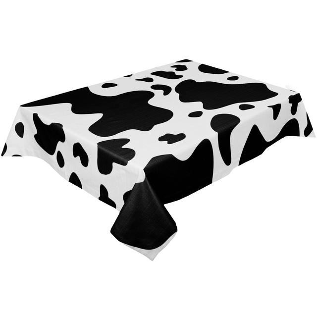 Cow Fur Pattern Black White Round Tablecloth Waterproof Wedding Table Decor Tablecloth Kitchen Dinning Table Cover