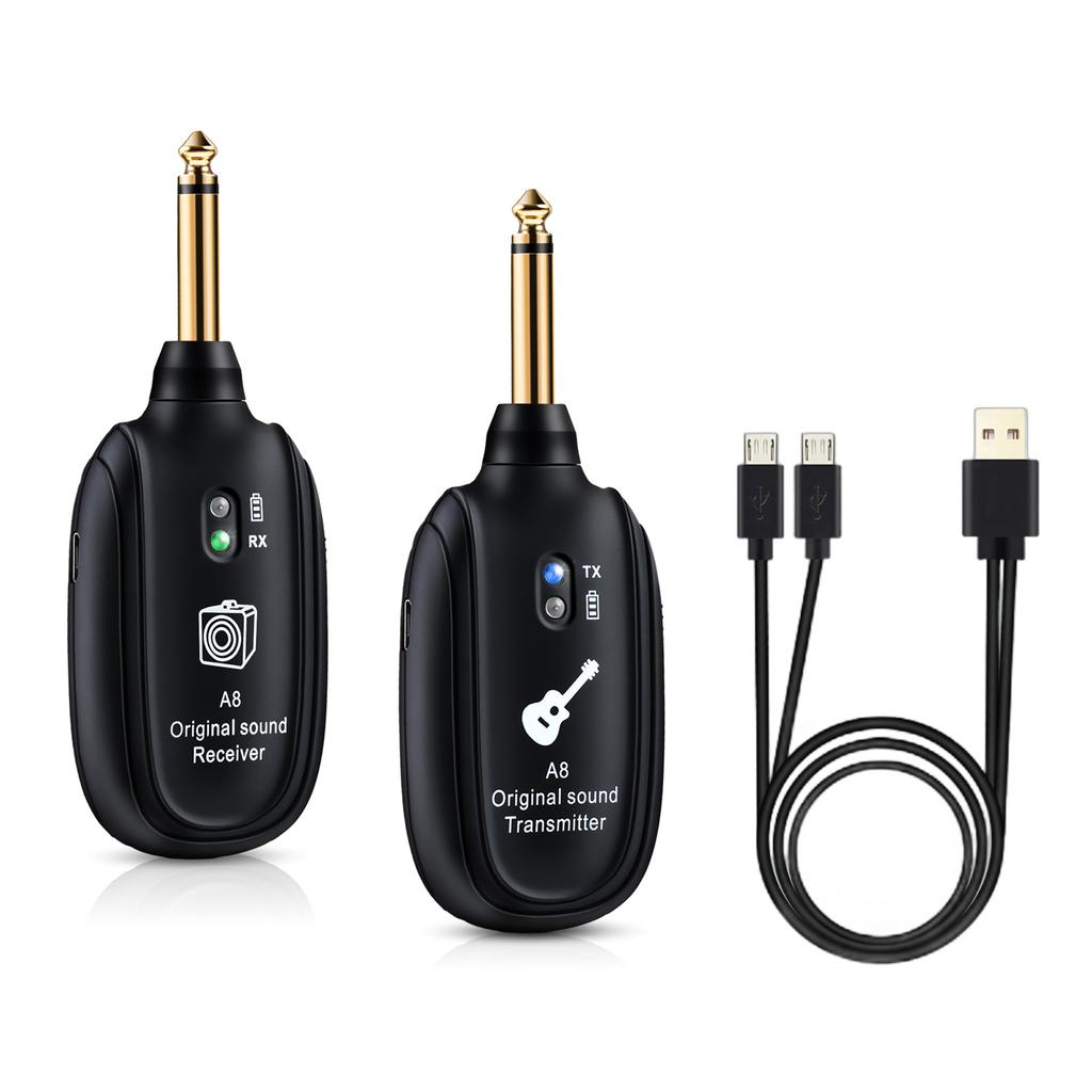 Guitar Wireless System 4Hours Runtime Wireless Guitar Transmitter Receiver Rechargeable Digital Guitar Wireless System