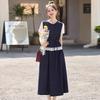 Chic 2025 Summer Denim Skirt Set: Slimming Vest & Midi Skirt for Women