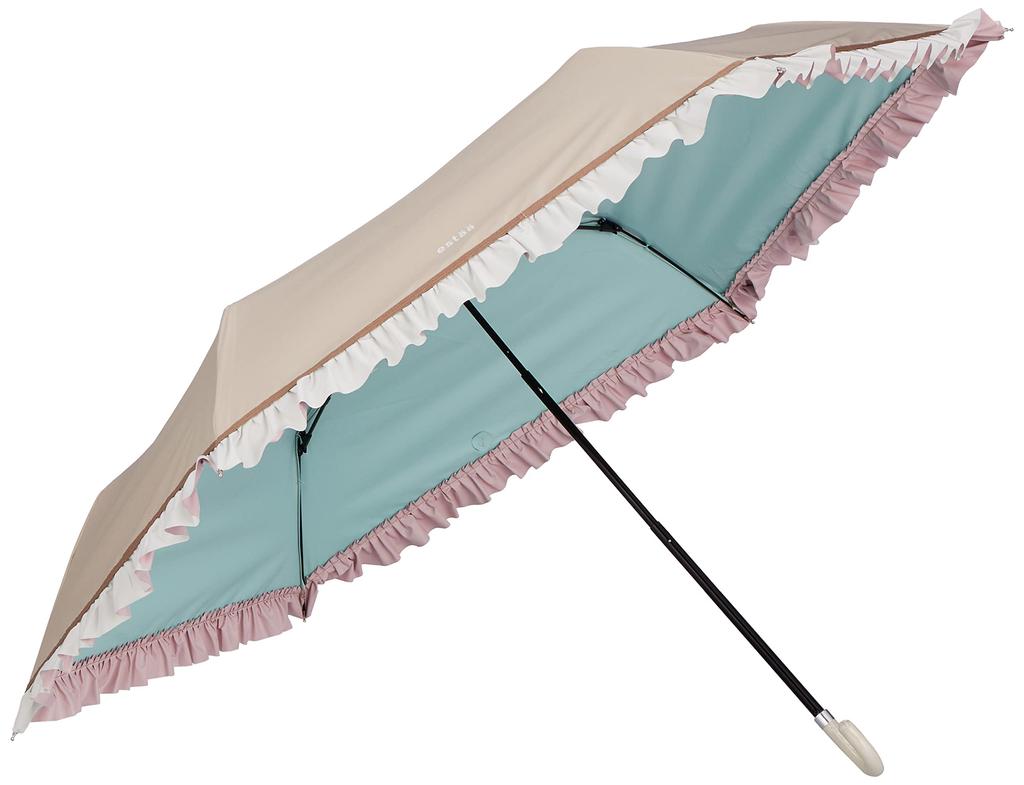 Estaa MOONBAT Premium Parasol Rain or Decorative Folding Beige Light-Blocking, Heat-Blocking, UV-Blocking (For Shine), 50cm, Women's Umbrella,