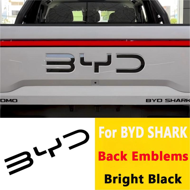 For BYD Shark 6 Accessories Black Car Label Sticker Car Front Logo Frame Head Bumper Decor 3D Sticker Cover