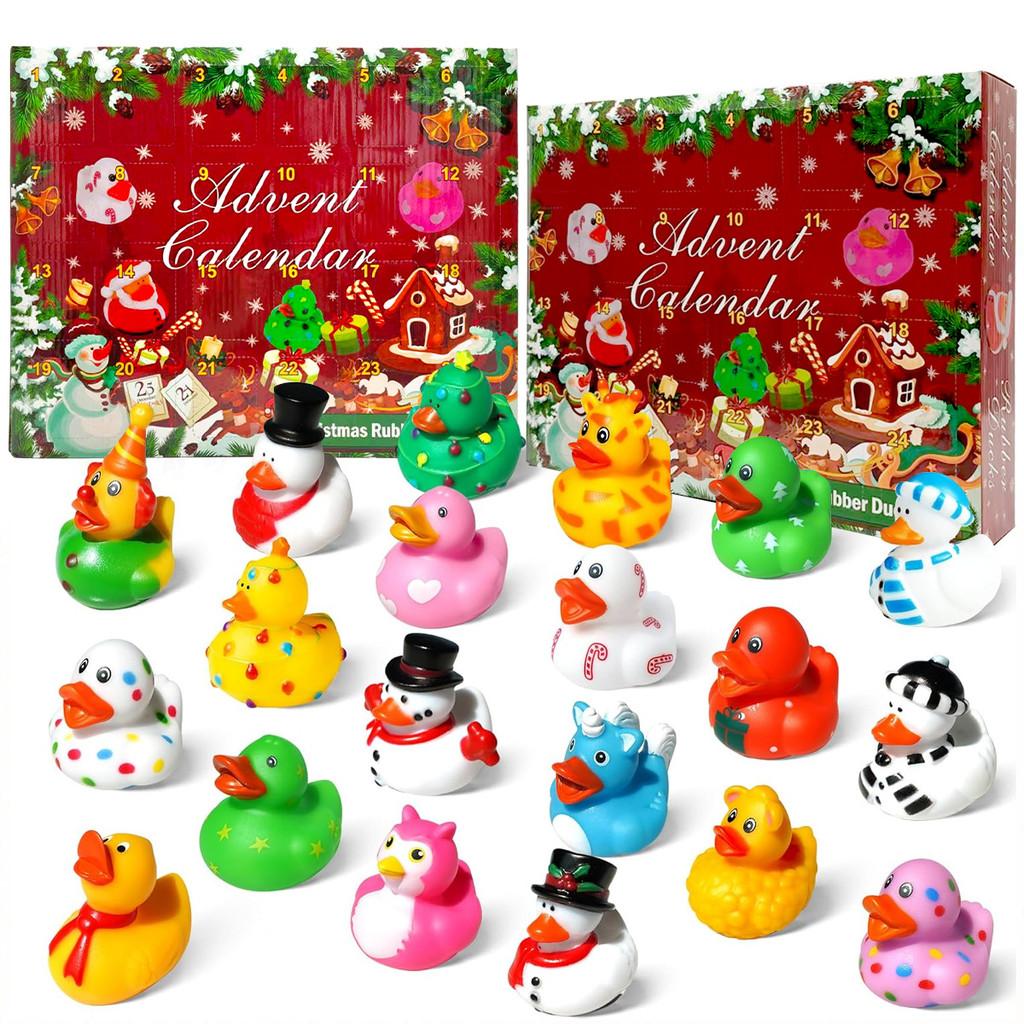 Christmas Kids Bath Toys Set With Squeaky Rubber Ducks For Holiday Play