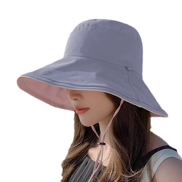 Women's Korean Style Sun Hat with Face Covering, Double-Sided Brim, Ideal for Summer, Spring, and Autumn