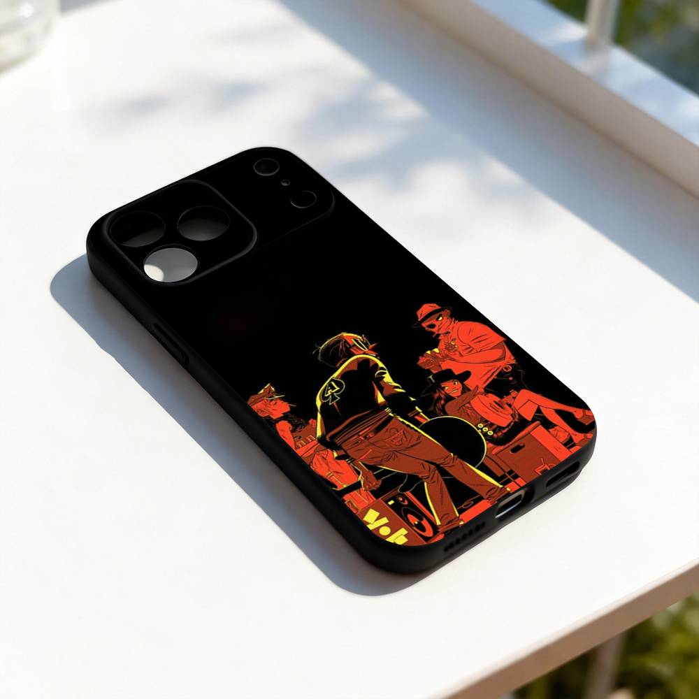 G-Gorillaz Rock Band Cool Phone Case For iPhone 11,12,13,14,15,16,17,Pro,Max,Plus,E,SE4,Air,Mini Black Soft Cover