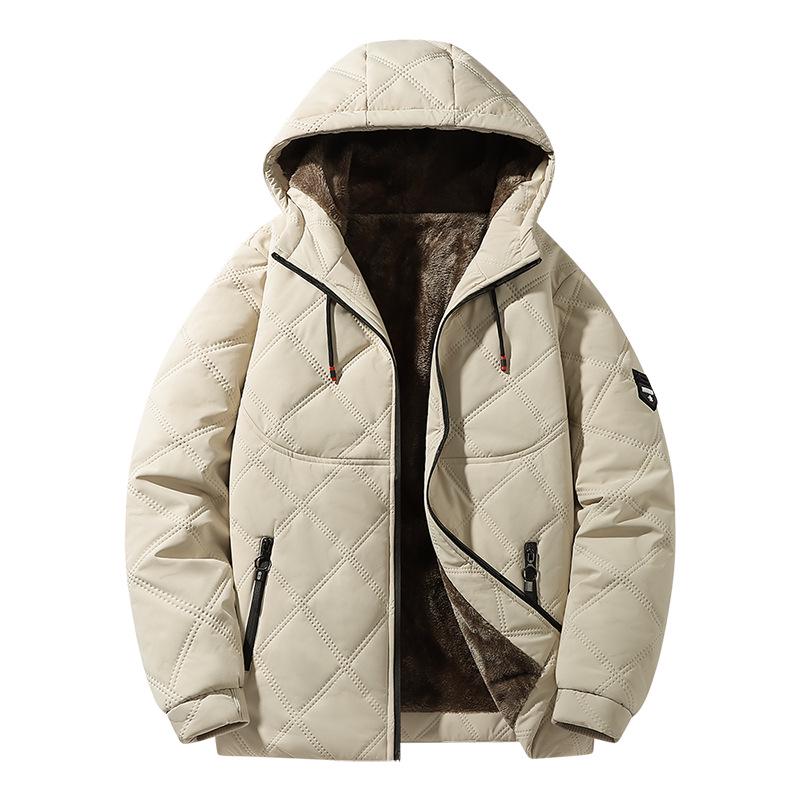 Men's Plus Size Thickened Velvet Cotton Jacket - Autumn/Winter Casual Multi-Pocket Warm Coat