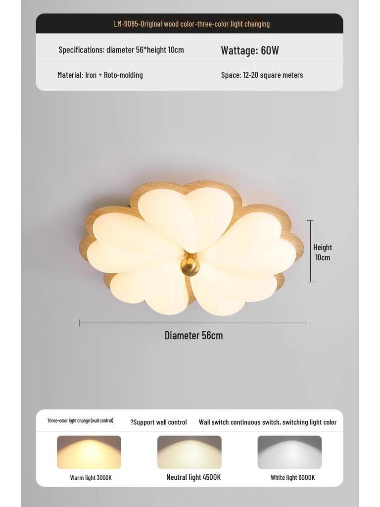 "Full Spectrum Eye Protection Ceiling Lamp - Modern Medieval Style for Bedroom, Children's Room, or Study"