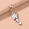 Anneau de nombril Fleur de prunier avec pendentif à franges Fleur de Zircon Bijoux de nombril