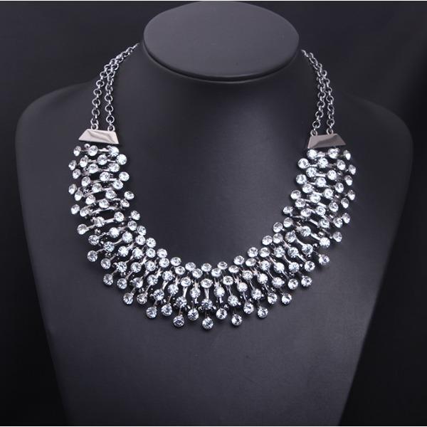 Super Flash Crystal Diamond Gem Short Collarbone Necklace, Exaggerated Women'S Fashion Accessories