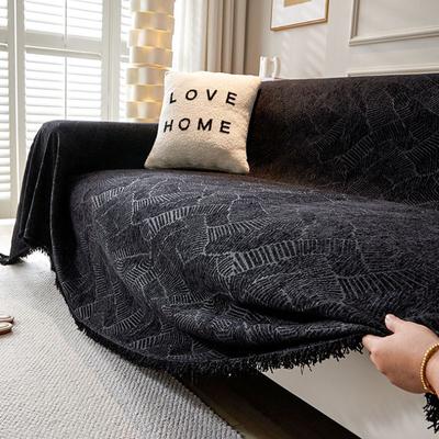 Schwarzer Sofabezug modern Chenille verdickt Sofahandtuch Sofabezug Sofakissenstoff