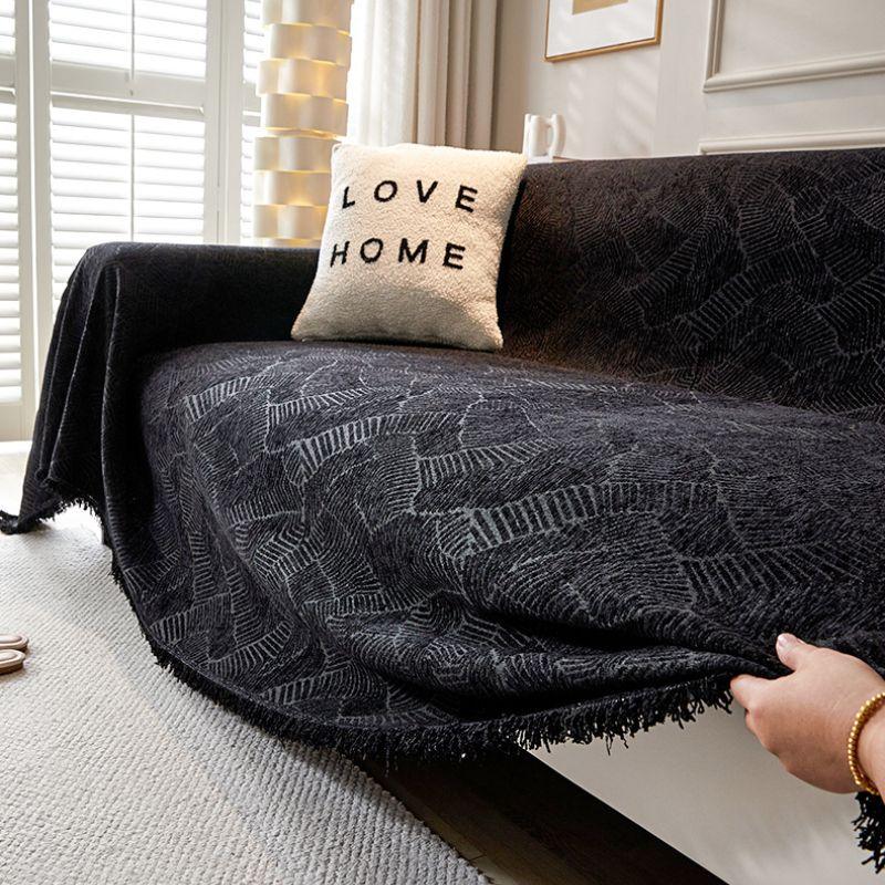 Black Sofa Cover Modern Chenille Thickened Sofa Towel Sofa Cover Sofa Cushion Cloth