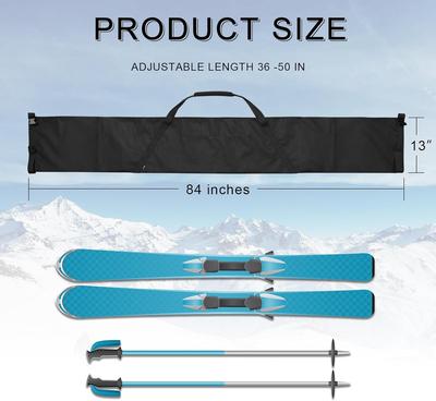 Ski Bag Adjustable Length Water Resistant Travel Ski Bag for Up To 200 Cm Skis