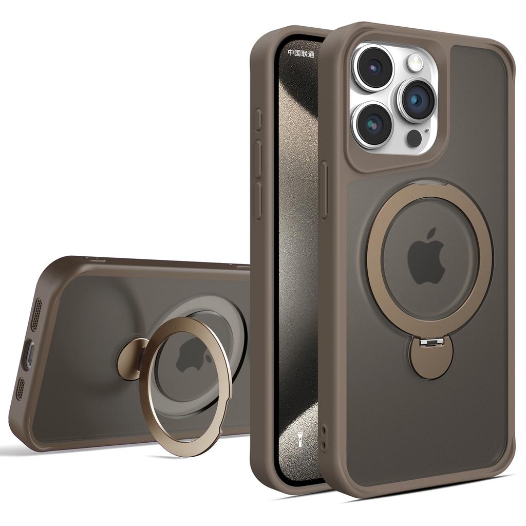 For iPhone 14 Pro Max Magnetic Case PC+TPU Ring Kickstand Phone Cover