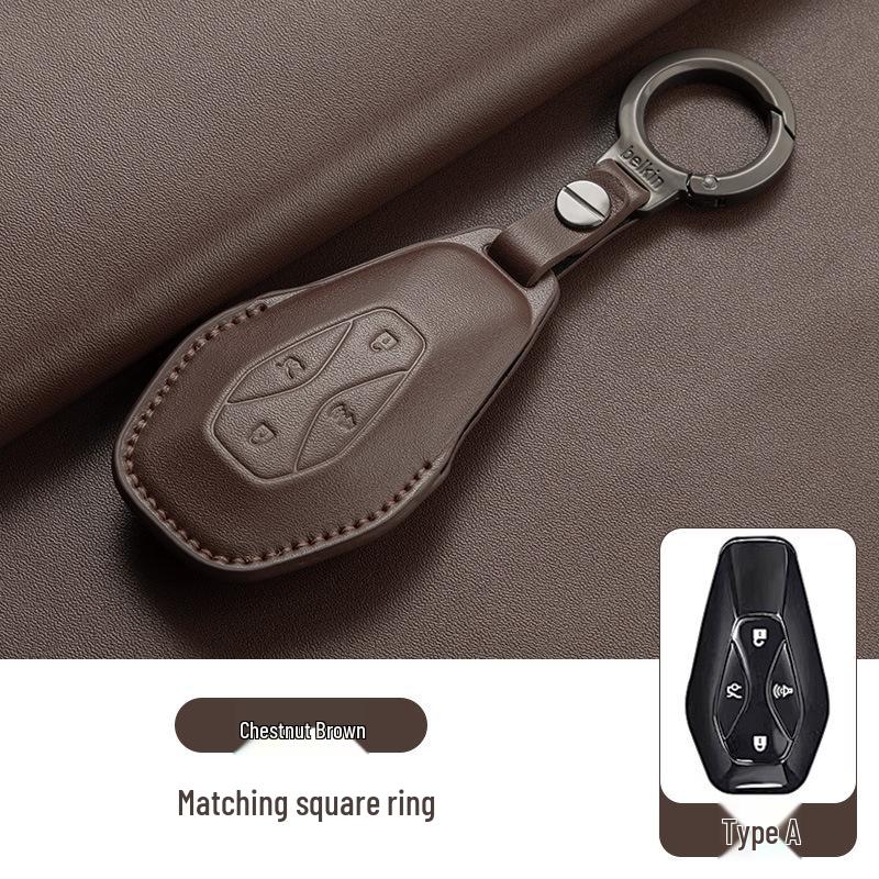 Genuine Leather Key Case for Jihu Alpha S5, Kaola T5, BAIC New Energy ARCFOX Cars