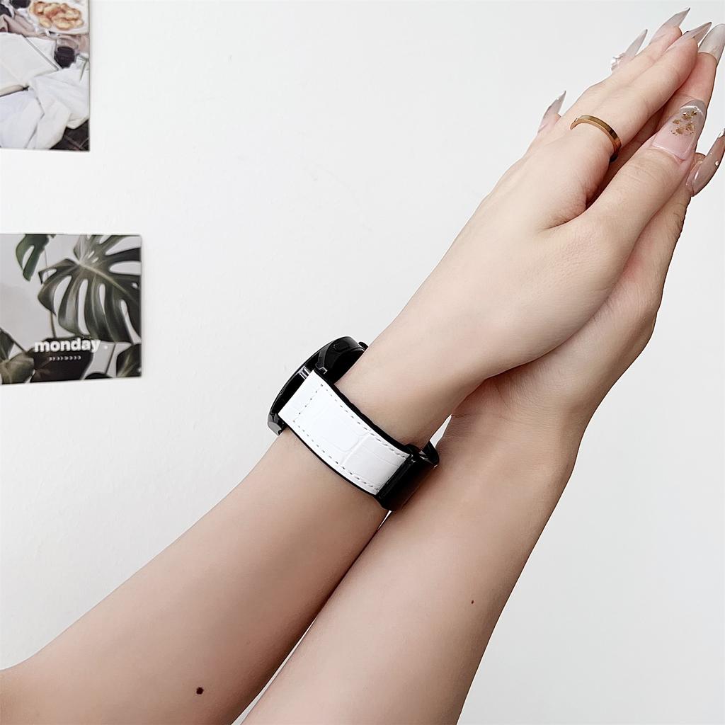 22mm Watch Band for Huawei Watch GT 5 46mm Bamboo Texture PU Covered Silicone Strap with Magnetic Buckle