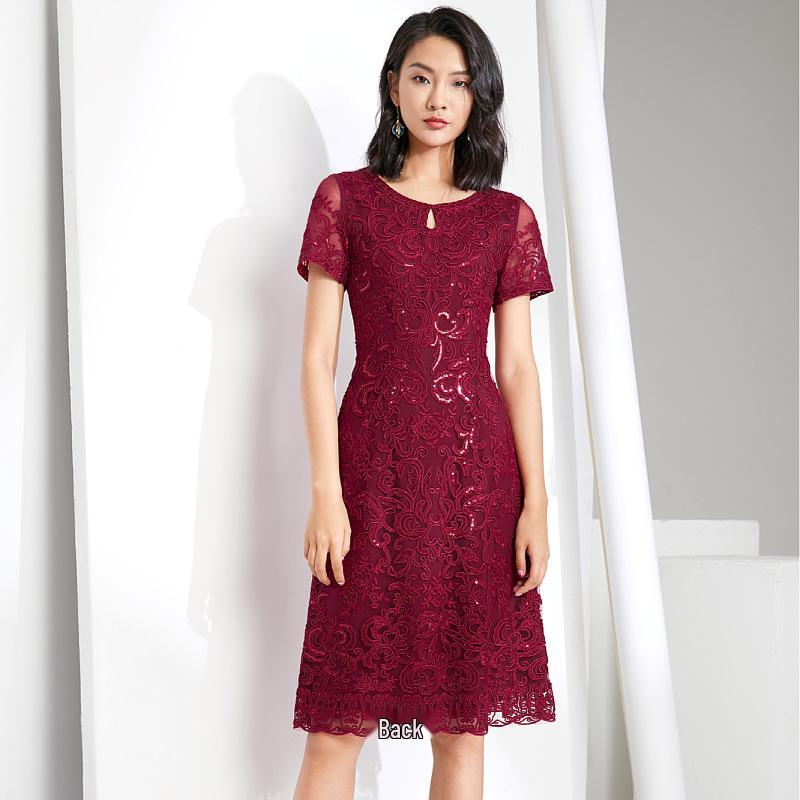 Plus Size Short Sleeve Summer Wedding Banquet Evening Dress for Mother-in-law