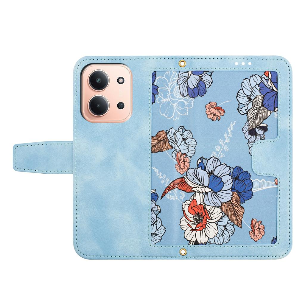 Per Xiaomi Redmi 15C 4G (171mm) Custodia in PU Pelle Floreale Copertura per Telefono con Fessure per Carte
