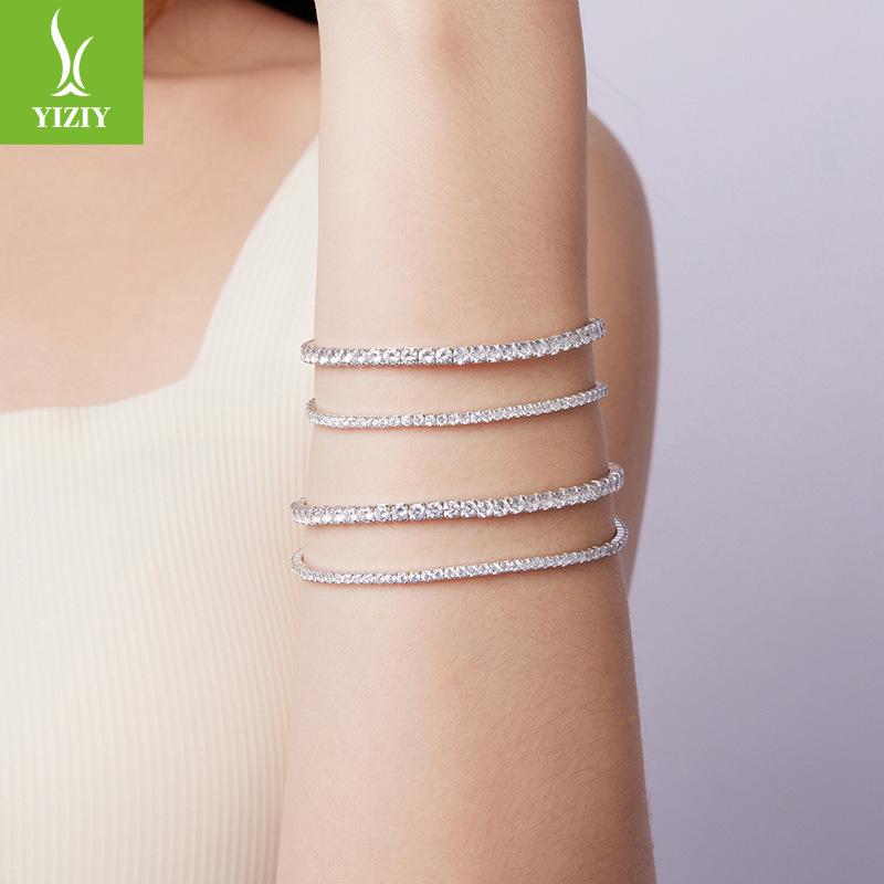 Light Luxury Full Diamond S925 Sterling Silver Bracelet Fashion High Sense Shining Zircon Bracelet Jewelry Ladies