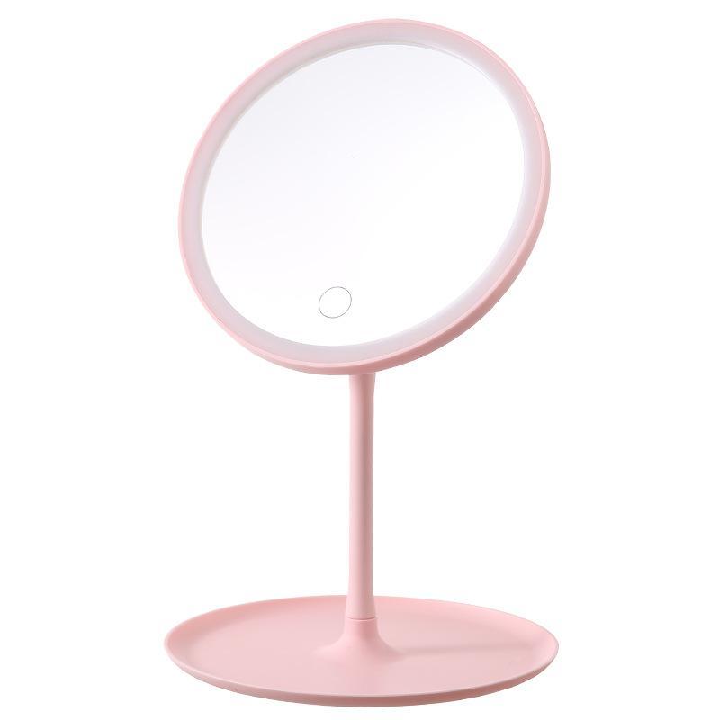 Einzigartiger Designer-Schminkspiegel Drei Farben LED-Licht Make-up-Spiegel Touch-Steuerung Schreibtischspiegel Schlafzimmer Schminkspiegel