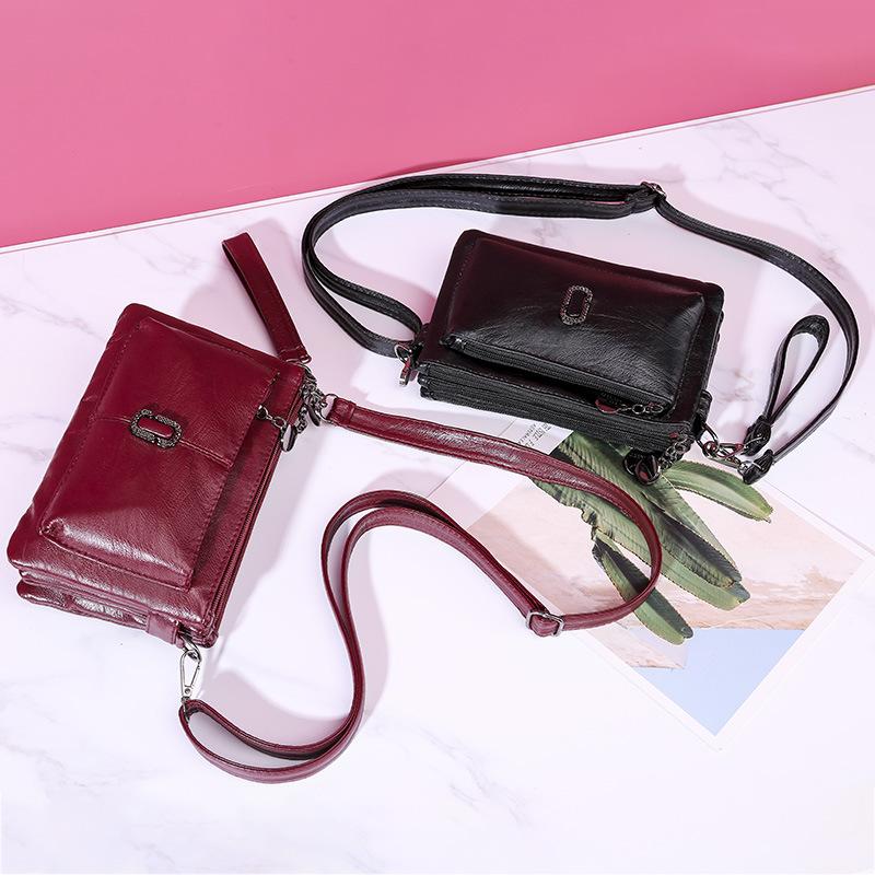 Large-capacity Single-shoulder Bag Versatile for Women Soft Leather Small Square Bag Lightweight Multi-layer Crossbody Bag