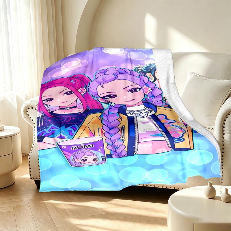 KPop Demon Hunters Pattern Blanket for Home Decoration, Bed, Sofa, Car Travel, Camping, Suitable for All Seasons, Birthday Christmas Gift