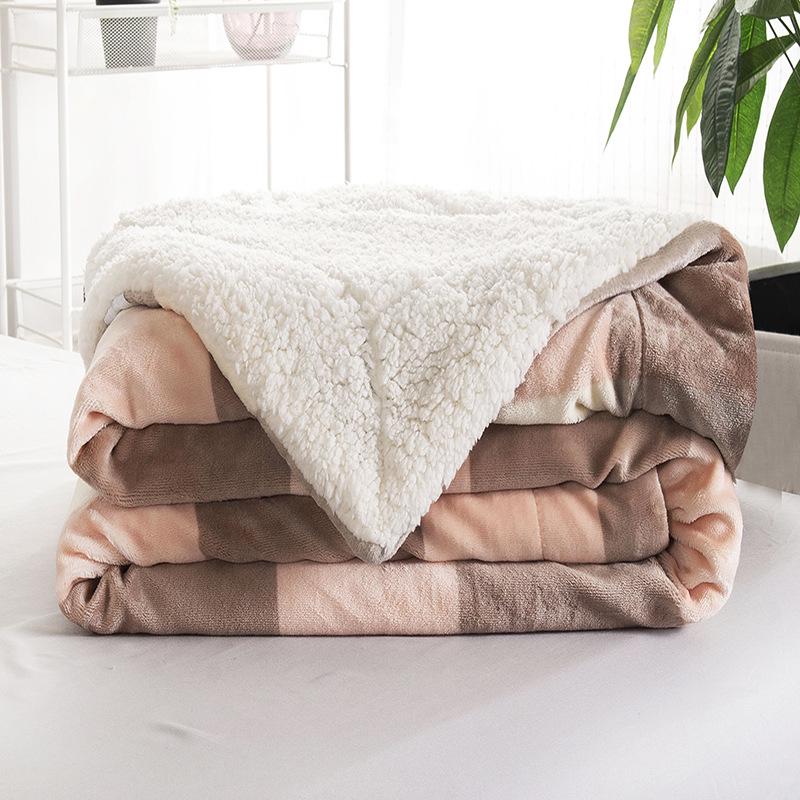 New Double-Layer Thick Lambskin Leisure Blanket for Sofa or Office Nap