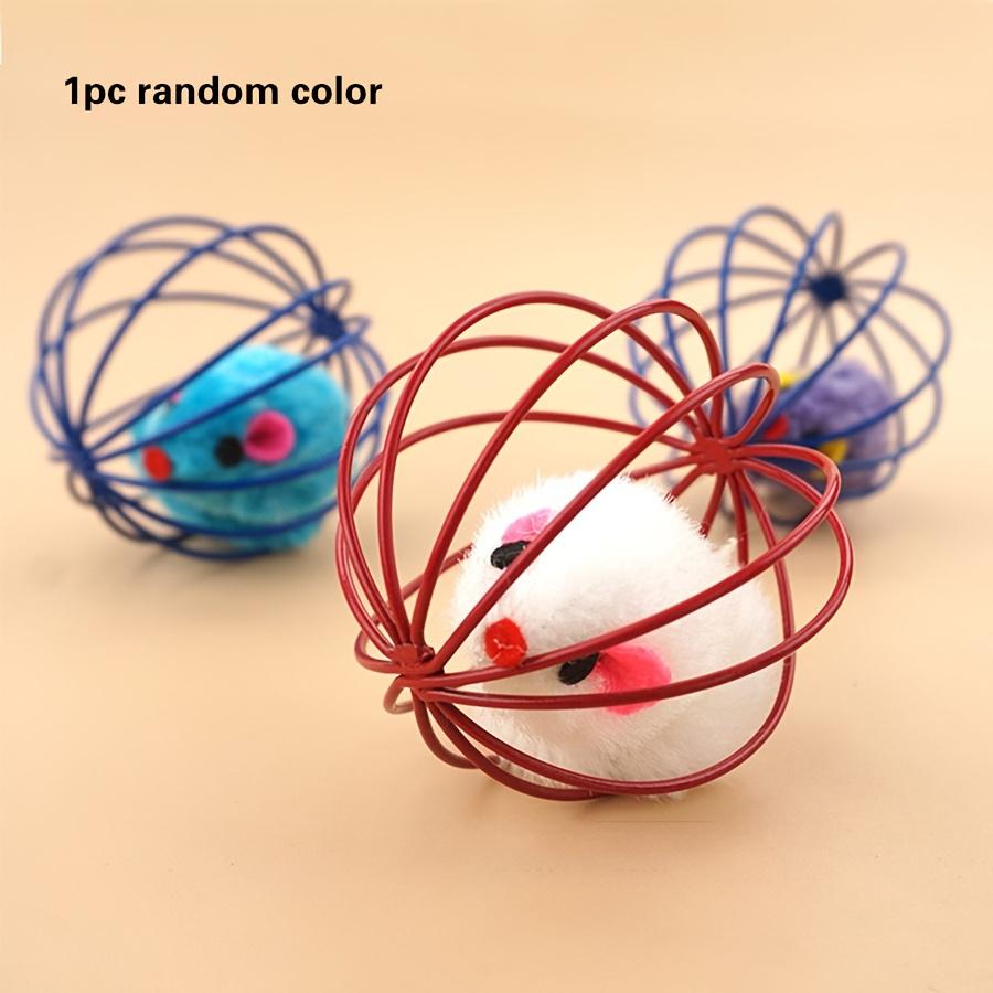 Cat Toy Cage Mouse with Ball - Self-Play Teaser Wand for Indoor Cats, Random Color