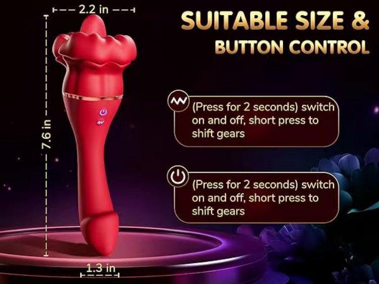 Realistic Tongue Vibrator 10-Speed Clit Licker Silicone Adult Toy for Women Red Stimulator