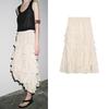 Spring and Summer New Women's Clothing French Simplicity Wind Viscose Blended Laminated Decoration Mid Waist Midi Dress 3118209