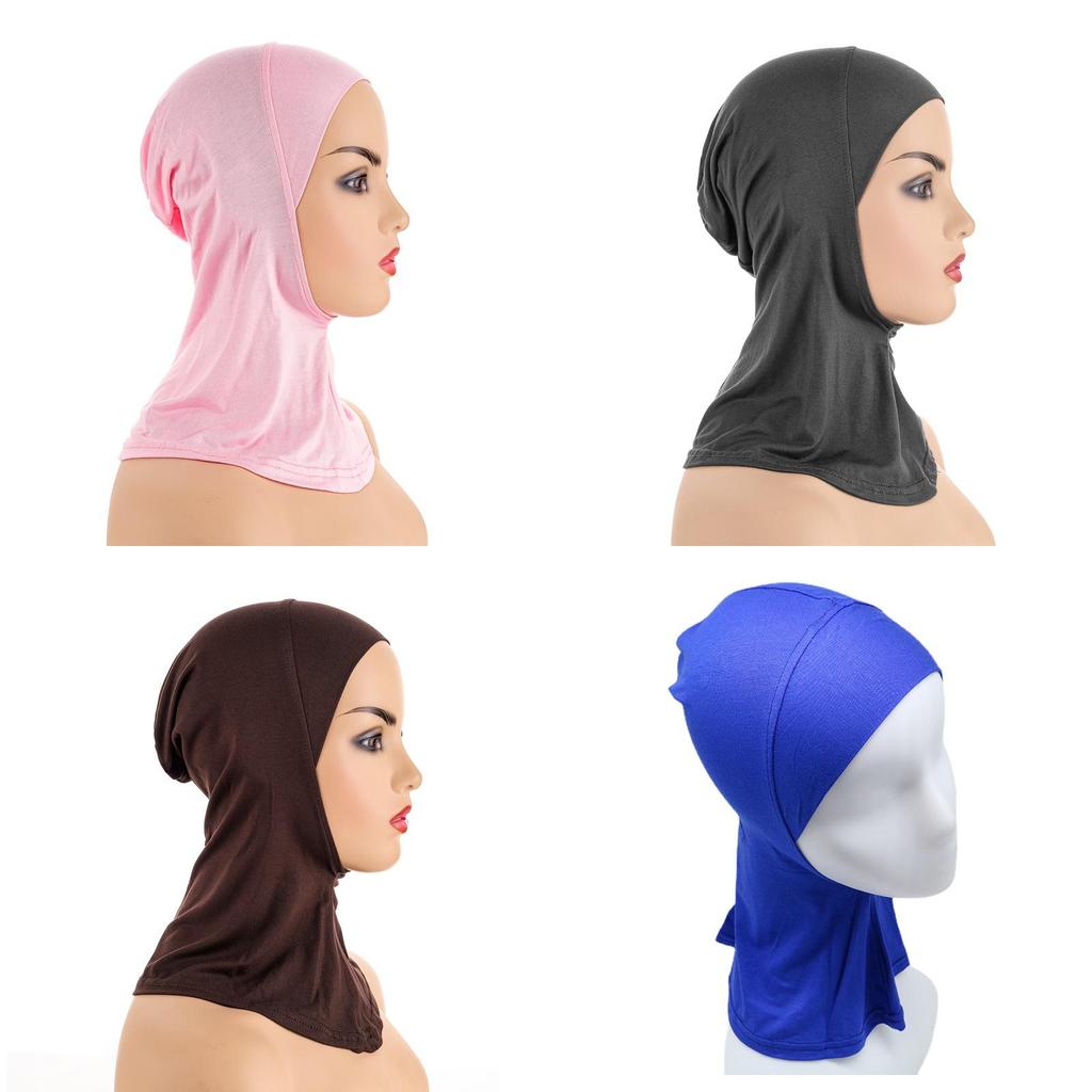 Women's Breathable Modal Muslim Islamic Solid Color Hijab Neck Head Under Scarf Cap For Ramadan