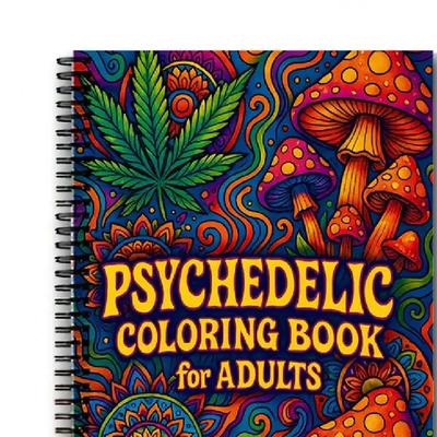 M-Modern-Mushroom, Magic Worlds, Optical Illusion Coloring Book For Adults- Trippy Design Psychedelic Coloring Pages