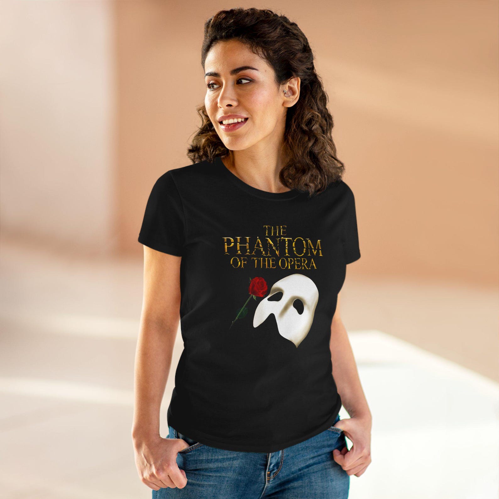 The Phantom of The Opera Famous Broadway Musical Women s Black Navy T-Shirt Size S to 2XL L