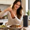 Manual Wooden Pepper Grinder Striped Texture Spice Mill for Sea Salt and Peppercorns with Adjustable Coarseness for Kitchen Restaurant BBQ Use