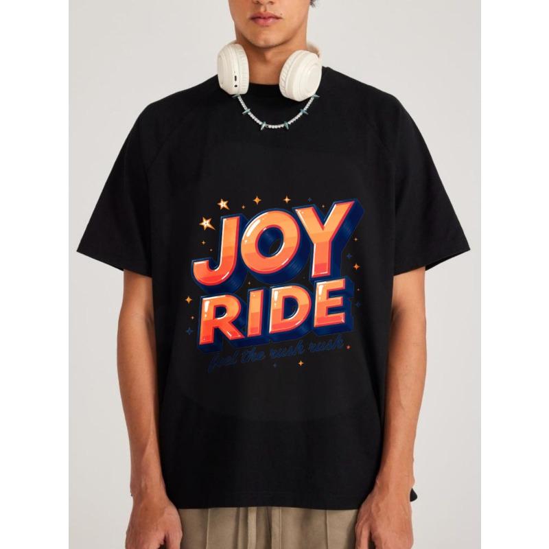 

Crewneck T Shirt White Joy Ride Feel The Rush Rush Graphic Print Casual Wear for Men and Women Streetwear Fashion Summer Outfit XXXXL чёрный