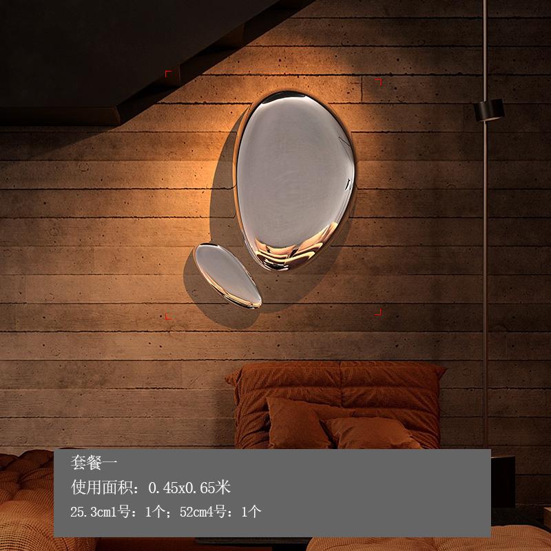 Creative Imitation Stainless Steel Goose Egg Stone Wall Decoration Modern Hotel Hanging Water Droplet Wall Decoration Artwork