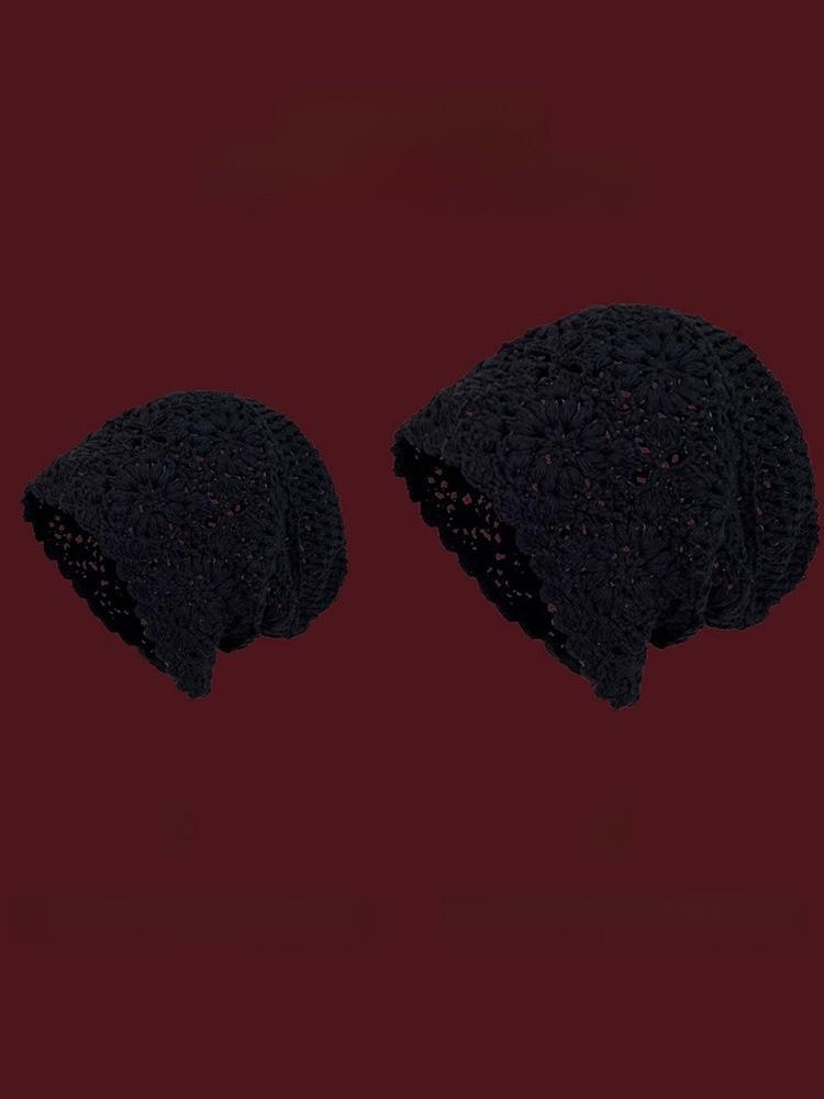 Hanbok Style Handcrafted Cotton Big Head Hat With Openwork Tassels For Summer Beach Wear