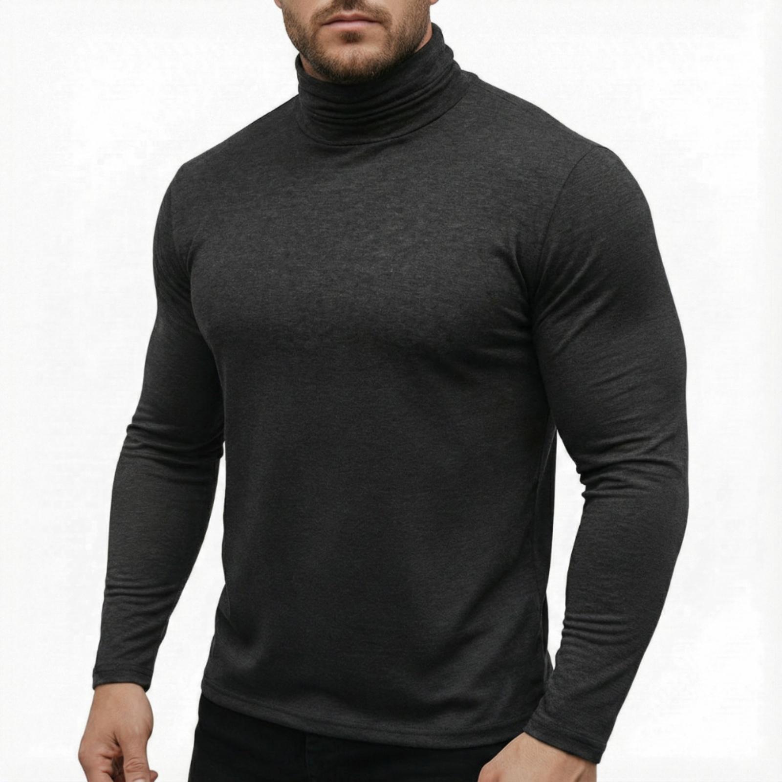 Men s ,color High,neck Stretch Base Layer Shirt Long,sleeved T,shirt Top S