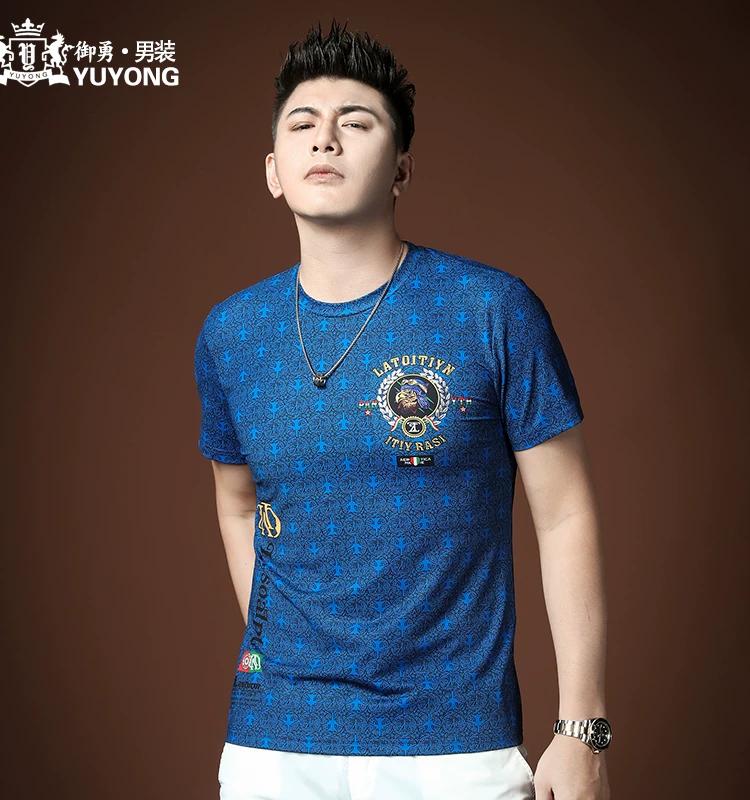 European Fashion Men's Clothing 2025 Summer Collection Half-Sleeve Round-Neck Top High-End Men's Trendy Brand Printed Short-Sleeve T-Shirt
