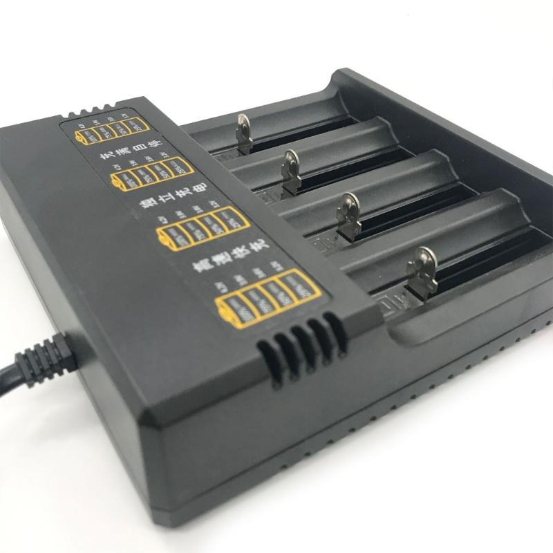 Battery Charger Adapter 4-Channel Charging Station for 4.2V 18650/26650/21700 with Overcharge Prevention LED Light