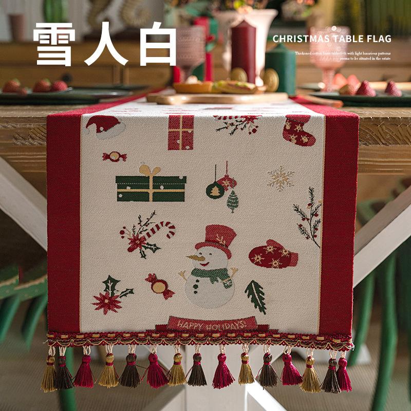

Christmas Table Runner Atmosphere Jacquard Dining Table Long Stripe Tassel Decoration Table Flag Suitable for Multiple Scenarios 30x120cm