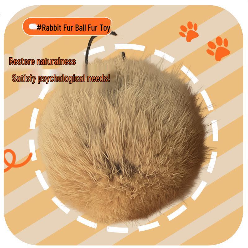 Self-Entertainment Cat Toy: Rabbit Fur Ball Teaser Stick - Bite-Resistant, Energy-Enriching for Kitten Play