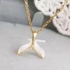Korean Mother-of-Pearl Fishtail Necklace for Women, High-End Clavicle Chain, Titanium Steel, Colorfast, Perfect Gift.