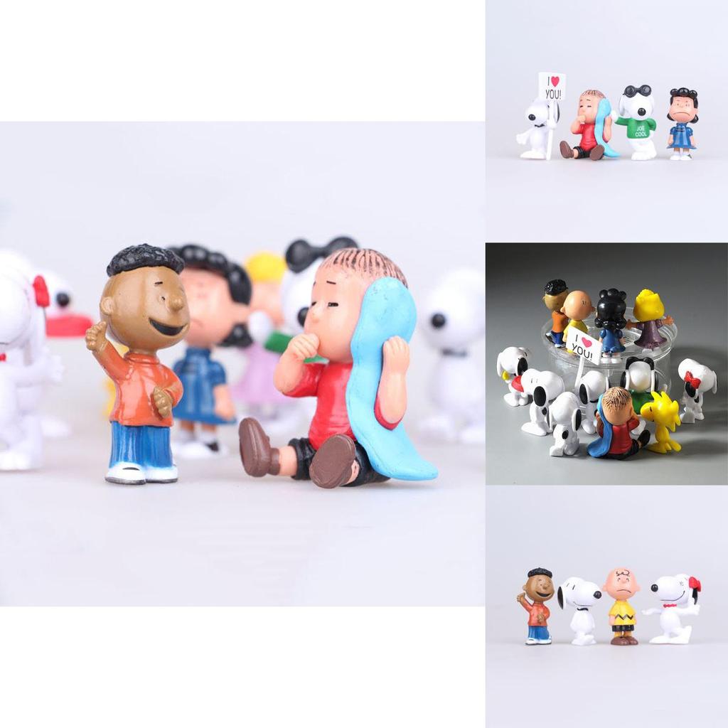 Adorable 12pcs Peanuts Charlie Brown Snoopy Lucy Franklin Figure Cake Topper Set