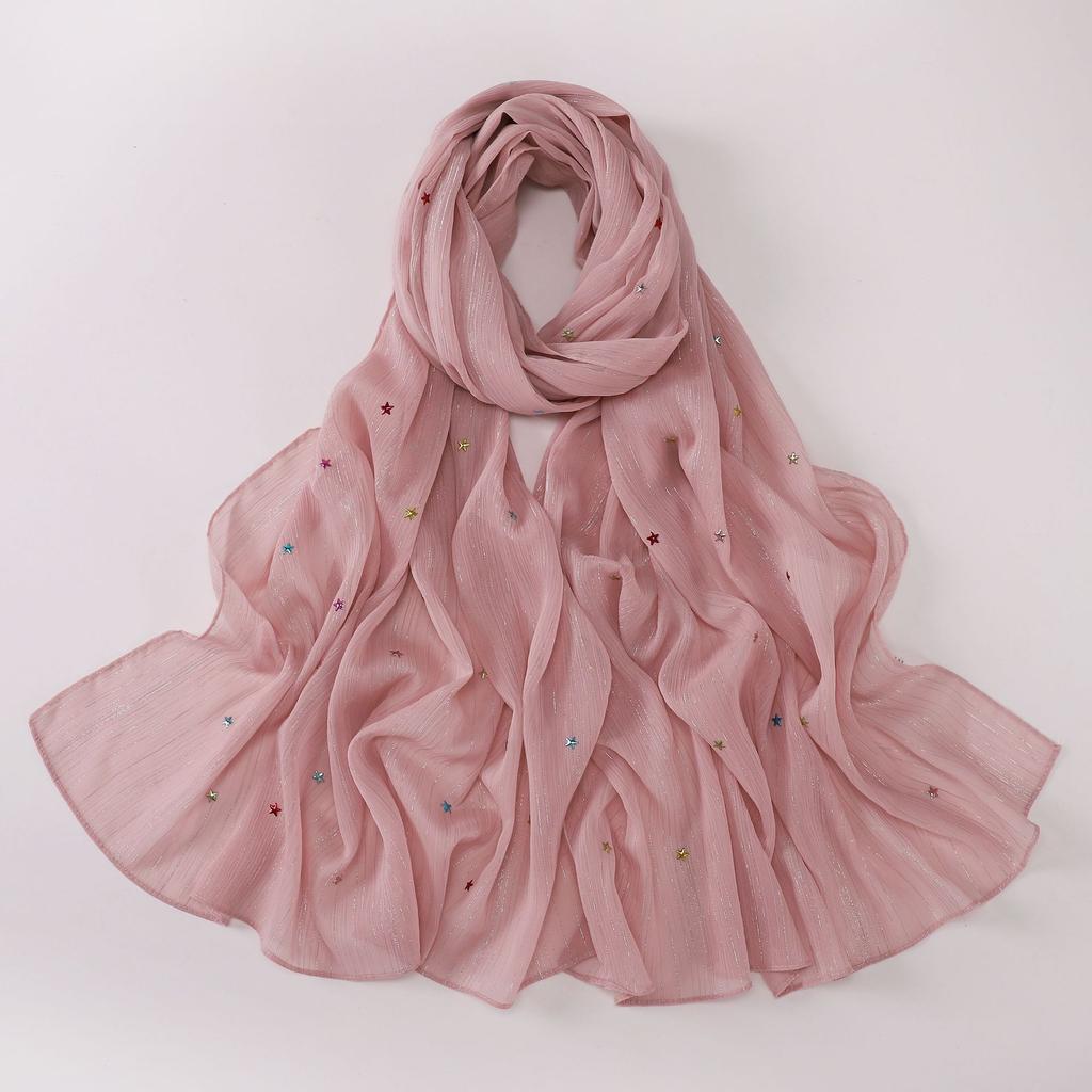 Silver Star Hot Drilling Chiffon Long Scarf Ethnic Fashion Women