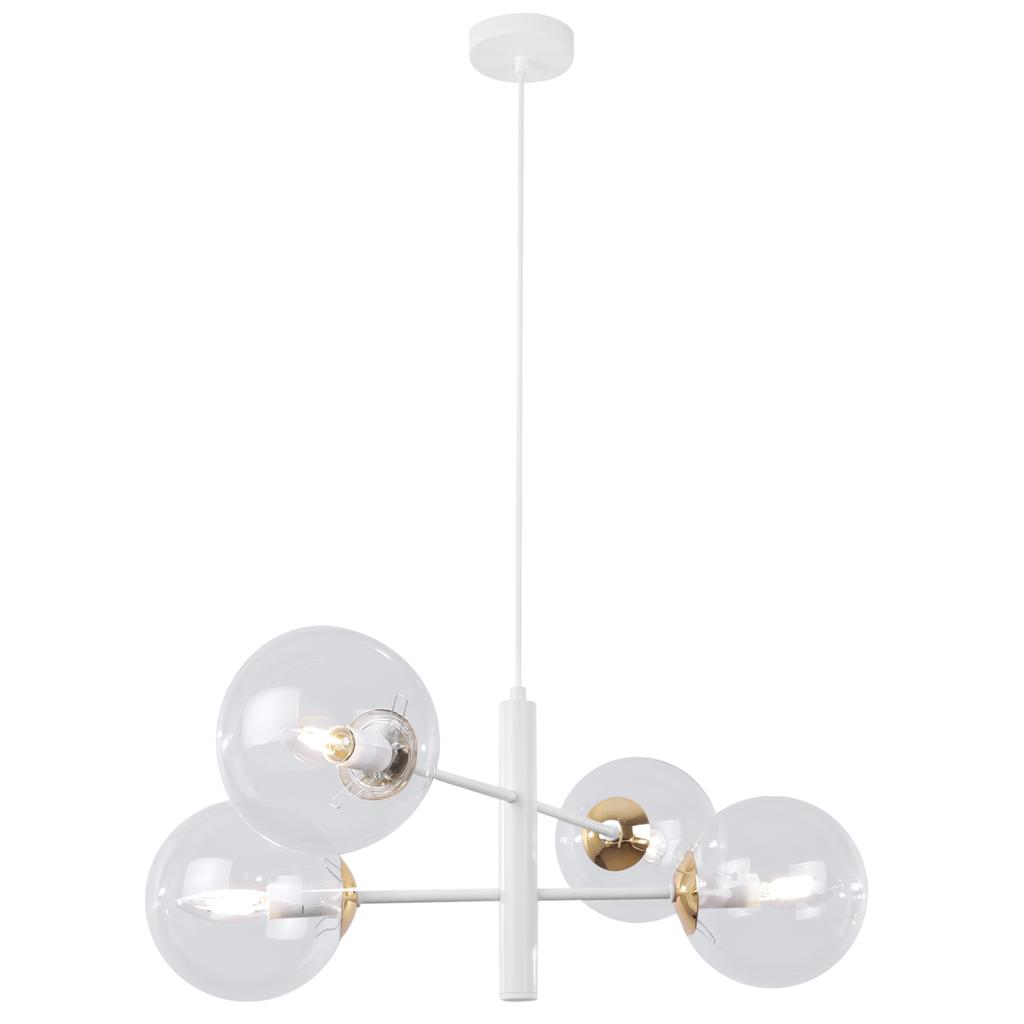 Vicenza Hanging Lamp White And Gold 4-Flat Clear Lamp E14