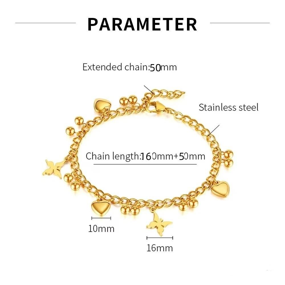 Non Tarnish Heart Love Anklet Waterproof Heart Beads Charm Bracelet Valentine's Day Gift
