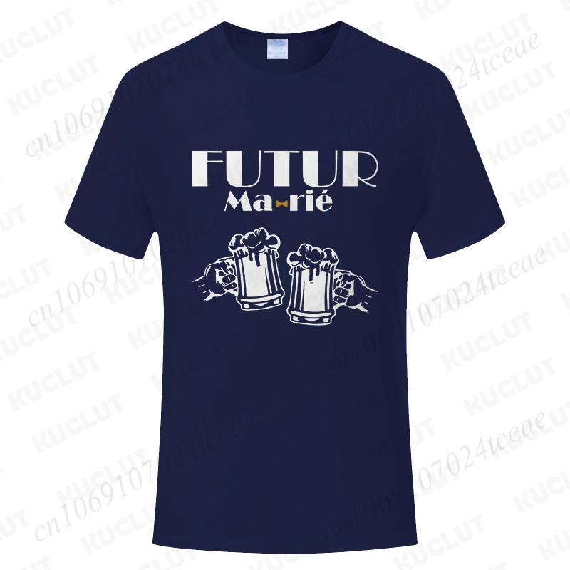 French Beer Graphic Wedding Tops Evg Team Future Groom Man Short Sleeve Tees Boyfriend Single Farewell Bachelor Party Tshirt